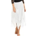 thumbnail image 4 of YONGHS Women's Asymmetrical Chiffon Handkerchief Ballet Lyrical High Low Dance Skate Tutu Skirt White One_Size, 4 of 6