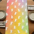 thumbnail image 5 of Easter Table Runner, Spring Rabbits Silhouette Rainbow Ombre Art Washable Cotton Linen Table Runners 36 Inches Long, Dresser Scarf Runner for Nightstand/End Tables/Round Tables 13''x36'', 5 of 9