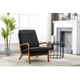 thumbnail image 5 of Lounge Armchair, Modern Accent Chair Leisure Chair with Solid Wood Frame and Thicken Cushion Seat, High Back Chair with Armrest for Living Room, Black, 5 of 8