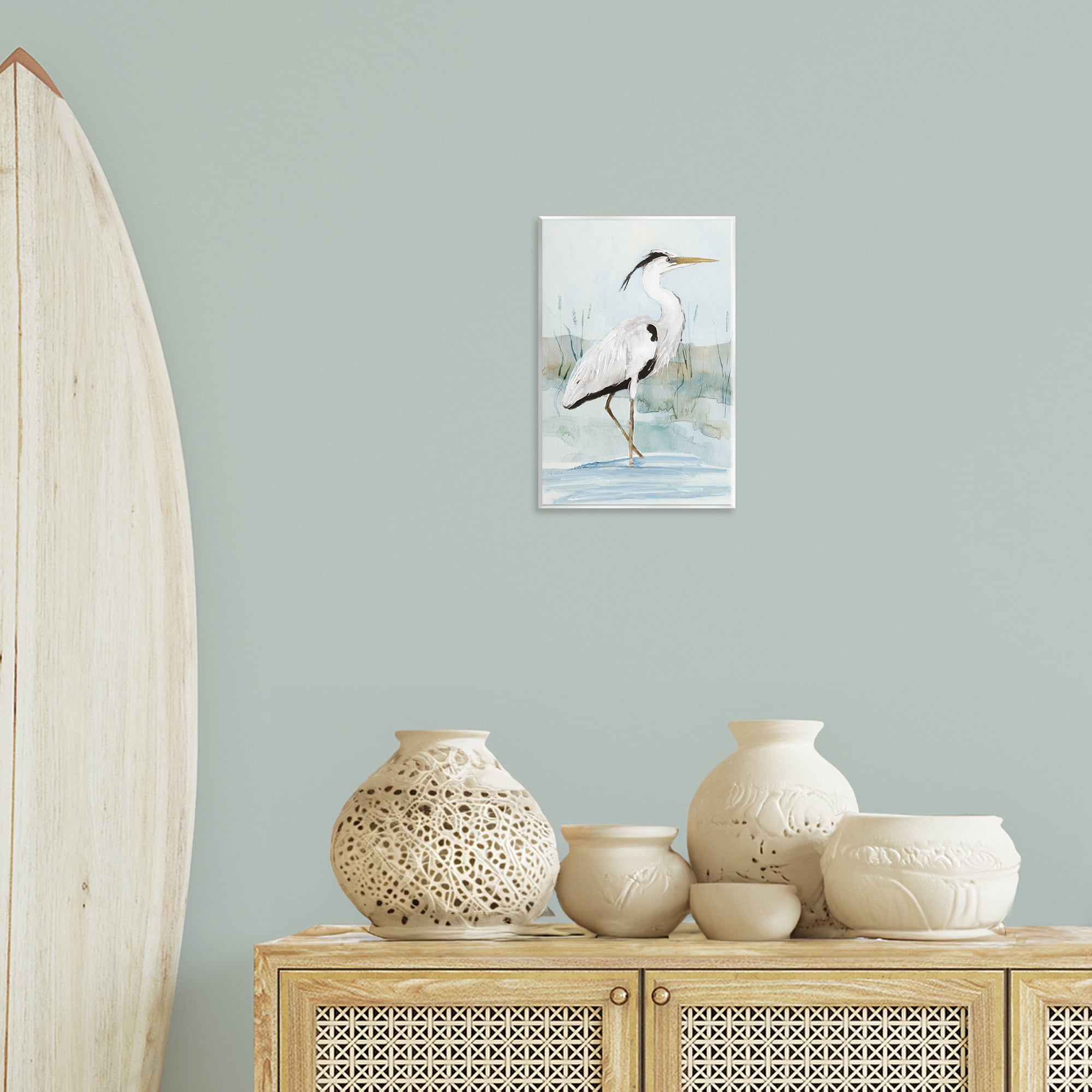 Stupell Industries Stepping White Egret Animals Painting Unframed Art Print Wall Art, 10 x 15