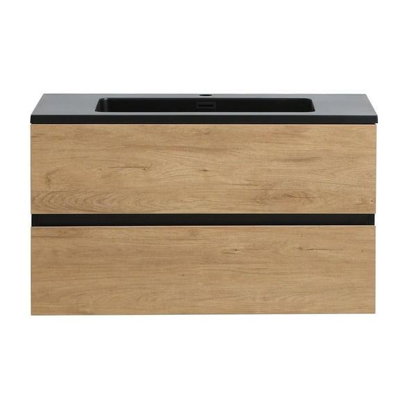The akuaplus® ELLA Wall mounted vanity & basin with 2 Drawers, 35 in. x 19 in. x 20 in.