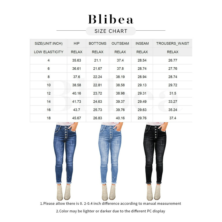 Blibea Black Bell Bottom Jeans for Women High Waist Button Closure Wide Leg  Denim Pants Size 14 