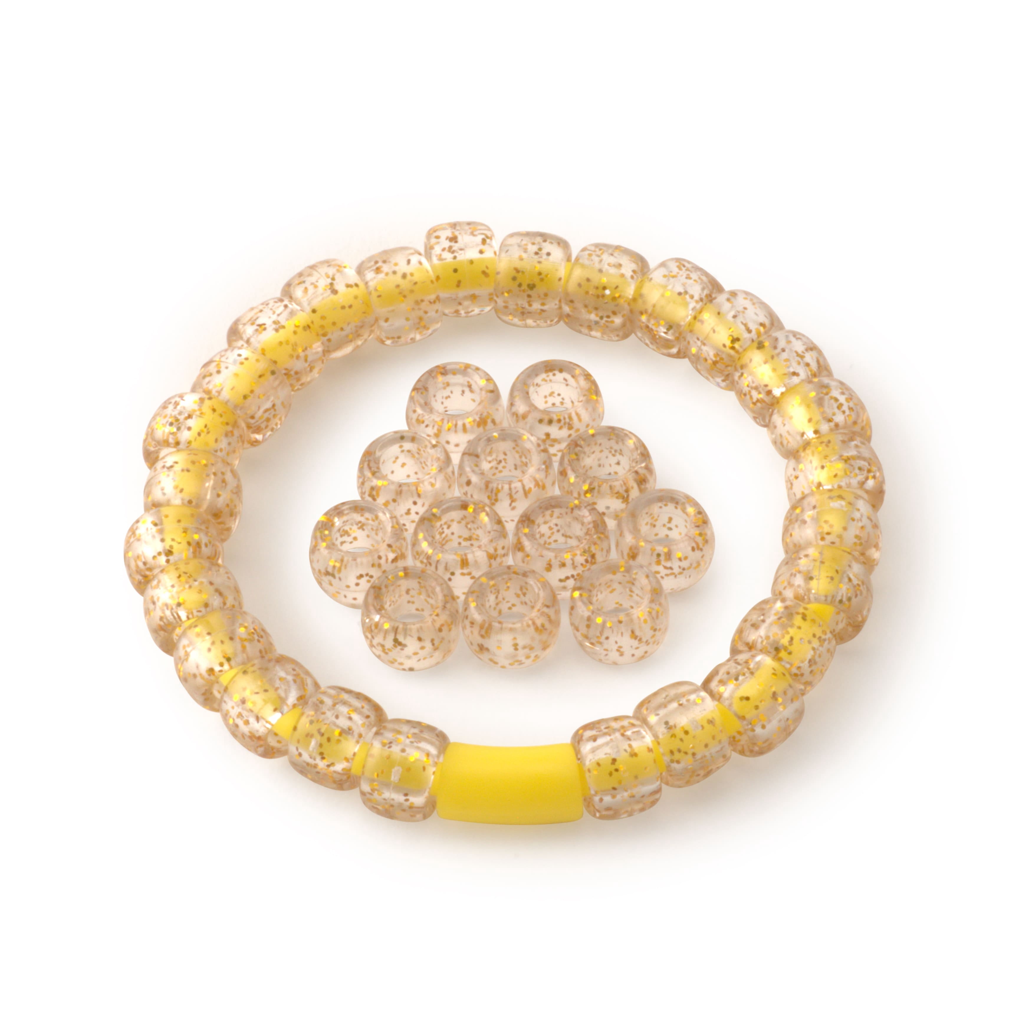 12 Packs: 580 ct. (6,960 total) Gold Glitter Pony Beads by Creatology - 6mm x 9mm