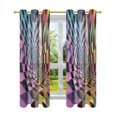 thumbnail image 7 of Yayeee Window Curtains Light Filtering 63"x42" Grommet Panel Pair Home Living Room Decor, Pink Wavy Plaid, 7 of 7