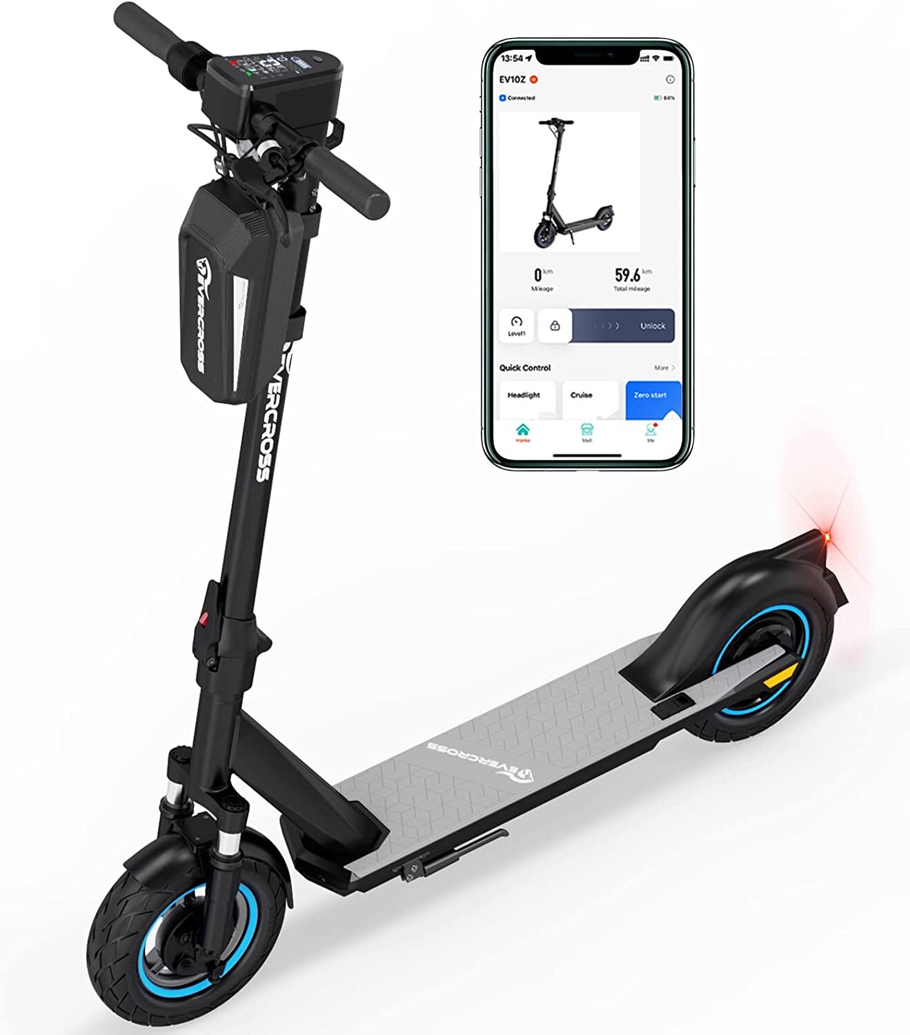 EVERCROSS Electric Scooter Adults, 10 Solid Tires, 500W Motor up to 30  KM/H, 35 KM Long-Range Battery, Folding Commuter Electric Scooter for  Adults  Teenagers