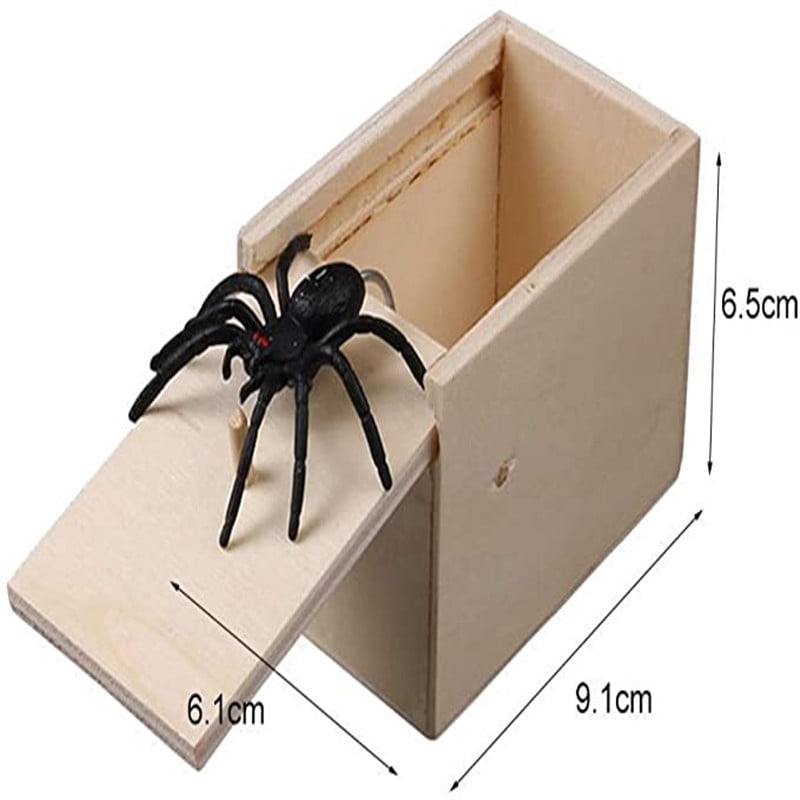 WFZ17 Toys For All Ages Wooden Scare Spider Insect Hidden Case Box Prank Joke Trick Play Kids Adult Toy random insect