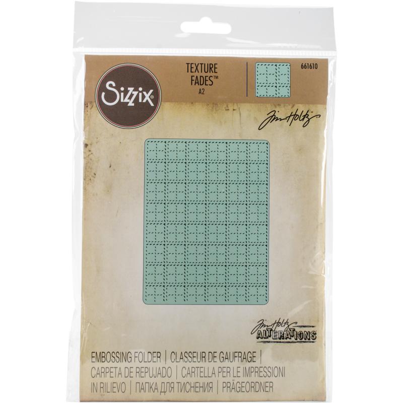 Sizzix Texture Fades A2 Embossing Folder-stitched Plaid