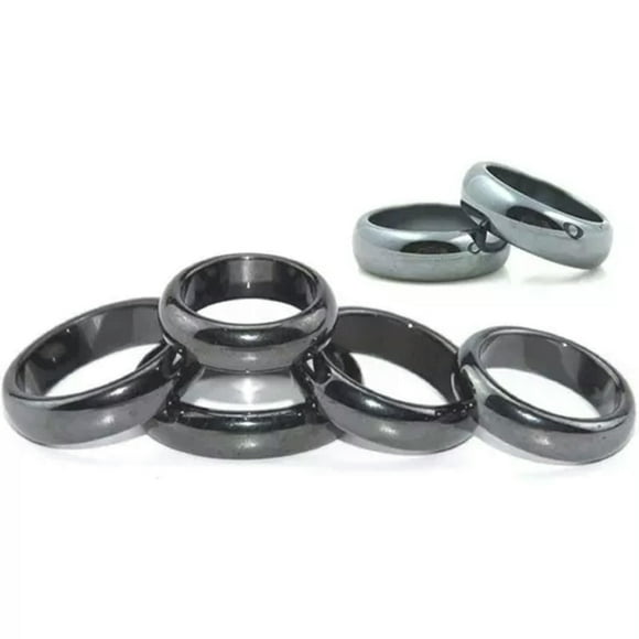 HOOUN 20pcs 6mm Natural Black Hematite Ring - Anxiety Balance Circulation