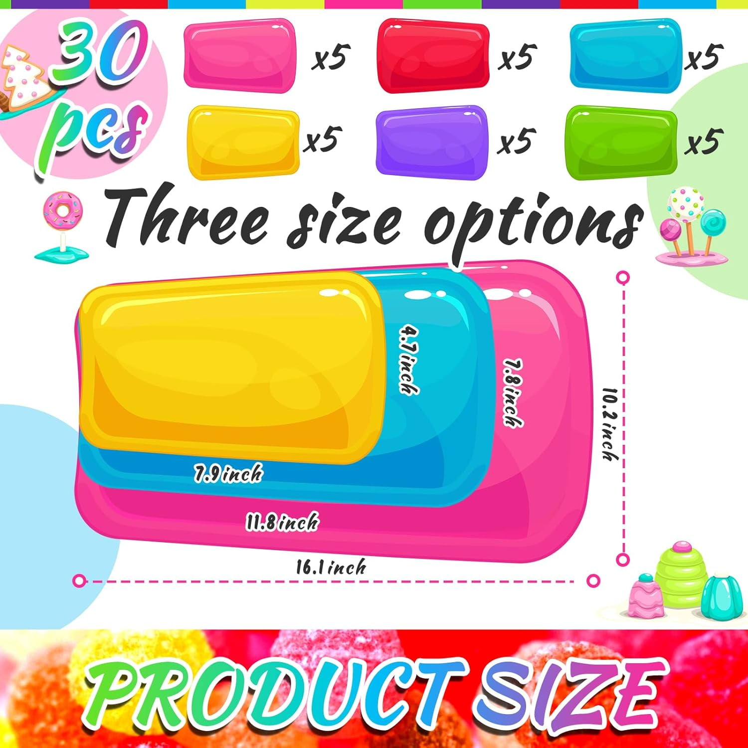 Colorful PVC Floor Stickers Candy Themed Floor Decals for Party Supplies Halloween Trunk or Treat Car Decorations