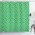 thumbnail image 1 of Vegan Shower Curtain, Yellow Lemon with Leaf Refreshing Citrus Organic Summer Garden, Fabric Bathroom Set with Hooks, 69W X 75L Inches Long, Sea Green Yellow Apple Green, by Ambesonne, 1 of 3