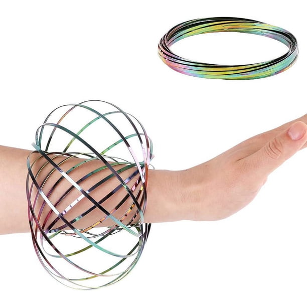 5 Piezas Anillo de Flujo 3D Juguete de Brazo de Anillo Giratorio (Color), Juguete de Anillo de Flujo Mágico, Alivio del Estrés, Autismo, Juguete Educativo de Ciencia Mágica, Accesorios de Danza Geniales para Interacción Sensorial Regalo de Cumpleaños de Navidad JM