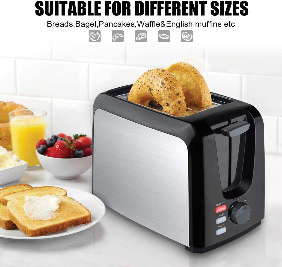 Shop the Luxury ATUPEN 2-Slice Black Toaster - Wide Slots, 7