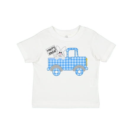 

Inktastic Happy Easter Cute Bunny in Blue Plaid Truck Gift Toddler Boy or Toddler Girl T-Shirt