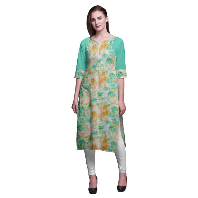 Bimba Tunique Droite en Coton pour Femmes, Kurta Imprimée, Tenue d'Été, Kurti pour Dames - X-Grand