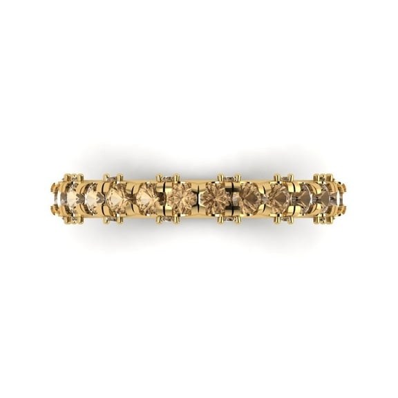 3.13 ctw Wedding Band for Women - 18K Yellow Gold Simulated Champagne Diamond Stackable Eternity Ring