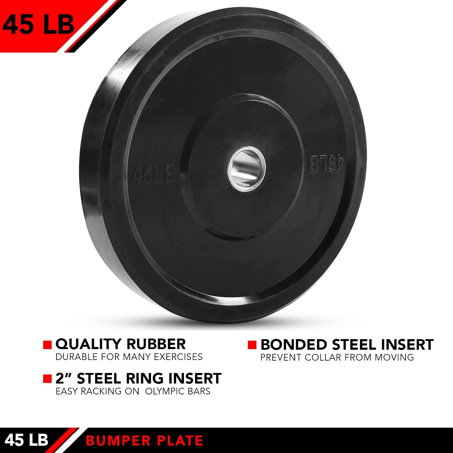 JFIT Olympic Bumper Weighted Plate 2”, 45 LB Single Plate