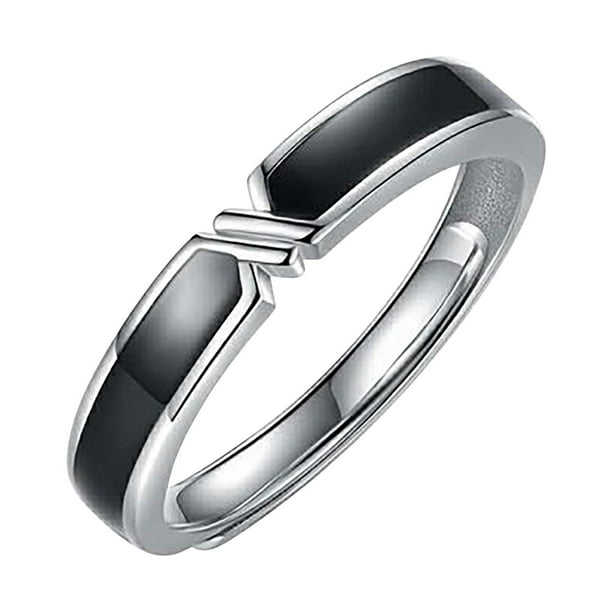 Tie Pareja Anillo para Hombres y Mujeres Anillo de Moda Versátil Gota de Gel Anillo Abierto Ajustable Anillo de Plata
