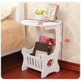 thumbnail image 3 of HONMEET White Round Side Table with Magazine Rack and Storage Pocket for Home Decoration, 3 of 7