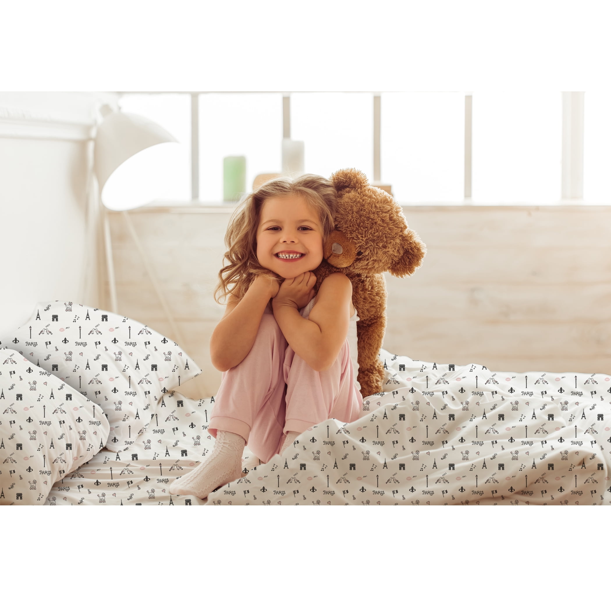 BCBG Discovering Paris Sheets Set Extra Soft Bonjour Paris Eiffel Tower Patterned Sheets, Easy Fit, Breathable & Wrinkle Free, Whimsical, Fade Resistant Kids Paris Bedding (Paris, Twin, 3-Piece)