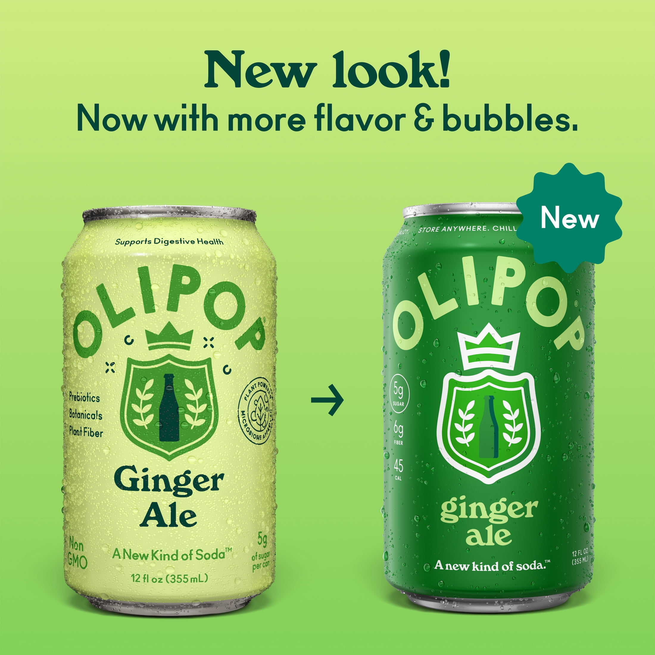 (12 pack) OLIPOP Prebiotic Soda, Ginger Ale, 12 fl oz, Pantry Packs