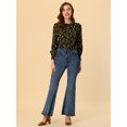 thumbnail image 3 of INSPIRE CHIC Women's Smocked Cuffs Keyhole Back Ruffled Crew Neck Floral Blouse, 3 of 6