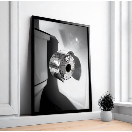 Funny Disco Ball Toilet Paper Poster Glam Bathroom Decor, Poster Only