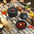 thumbnail image 3 of Eco-Friendly Outdoor Camping Cookware Set for 2-3 People: Lightweight Hard Anodized Aluminum with Heat-Efficient Design, Includes Teapot & Tableware, Customizable Branding, Black DS-308 Picnic, 3 of 6