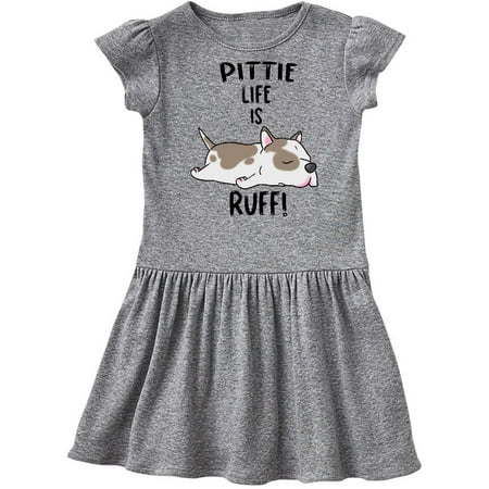

Inktastic Pittie Life is Ruff! Spotted Pit Bull Gift Toddler Girl Dress