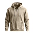 thumbnail image 4 of JUUYY Men's Quarter Zip Pullover Hoodies with Pocket Loose Fit Long Sleeve Casual Half Zipper Hooded Sweatshirt Fall Winter Outfit Beige S, 4 of 6