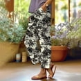 thumbnail image 2 of KALE Cotton And Linen Summer Pants for Women 2025 Women's Pocket Flower Casual Loose Comfortable Y2K Pants Black L, 2 of 3