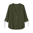 thumbnail image 6 of Horkkom Button Down Shirts for Women Long Sleeve V Neck Linen Shirts Trendy Solid Color Loose Casual Tops L, 6 of 7