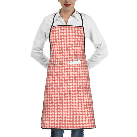

Matuu Houndstooth With Red And White for Adjustable Cooking Aprons for Women with Pockets Kitchen Aprons for Men Water and Oil Resistant