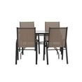 thumbnail image 2 of Flash Furniture 5 Piece Commercial Grade Patio Dining Set with Tempered Glass Brown, 2 of 12