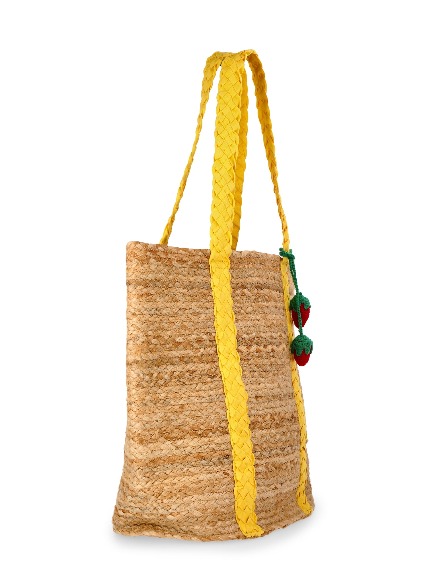 No Boundaries Women's Beach Icons Jute Tote Bag, Golden Yarrow