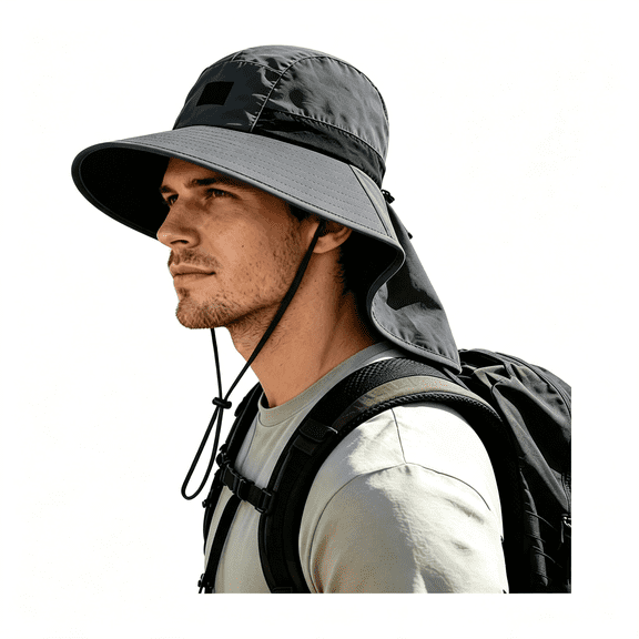 TELOLY Sun Hats for Men Women Fishing Hat Upf 50 Uv Protective Hiking Hats Wide Brimbucket Hat with Neck Flap Neck Flap Sunhat Men
