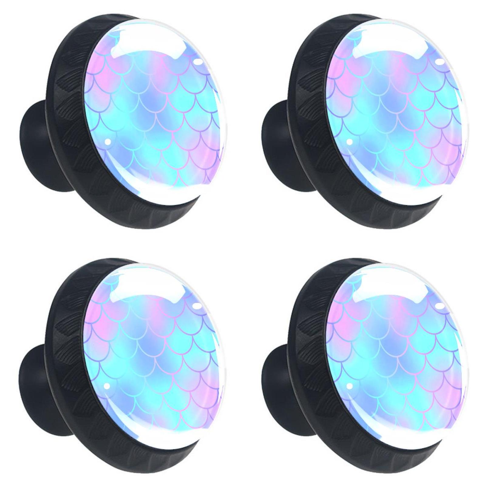 4 Pcs Fish Skin Scale Mermaid Knobs for Kitchen Cupboard
