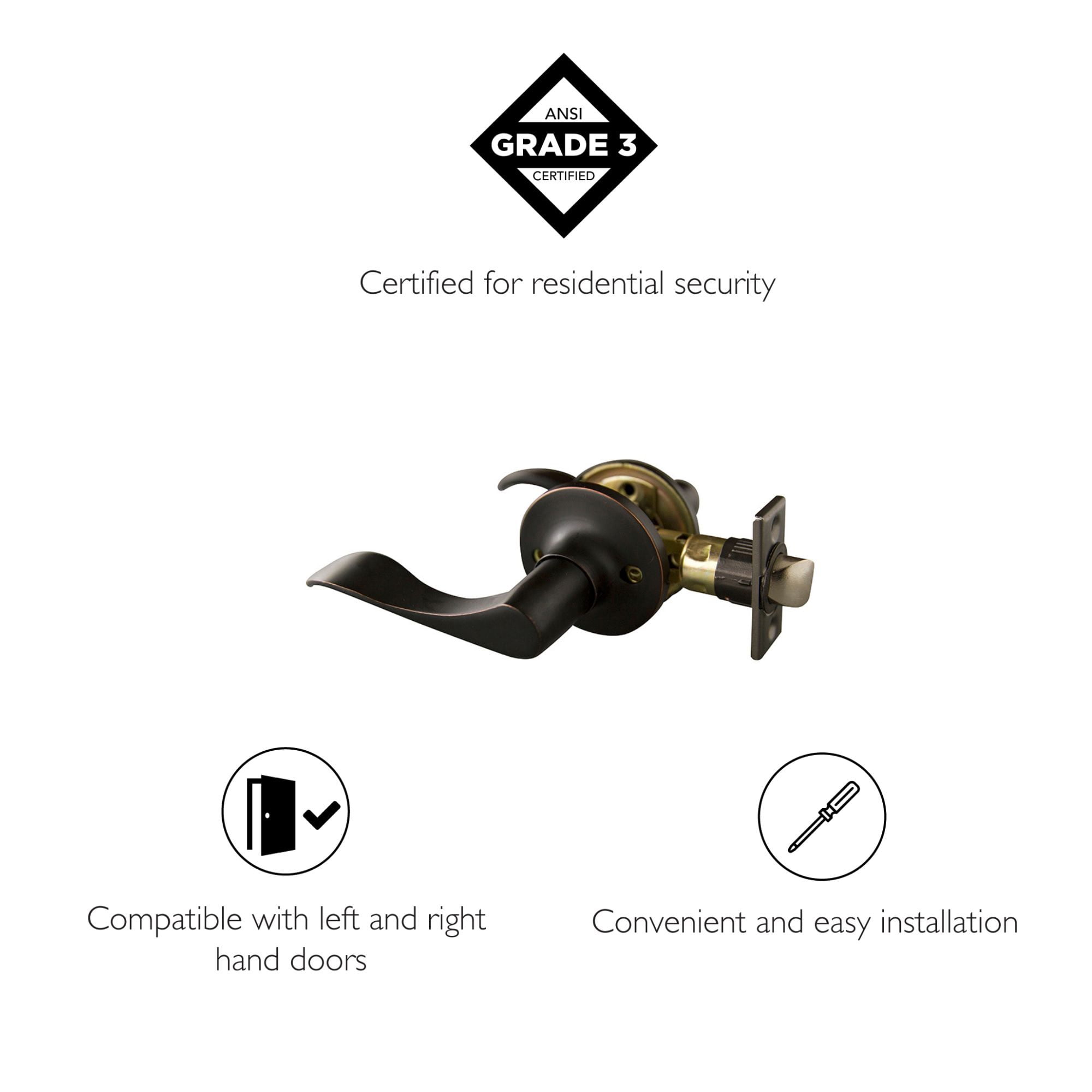 Design House 6-Pack Stratford 6-Way Universal Passage Hall and Closet Door Lever, Oil Rubbed Bronze