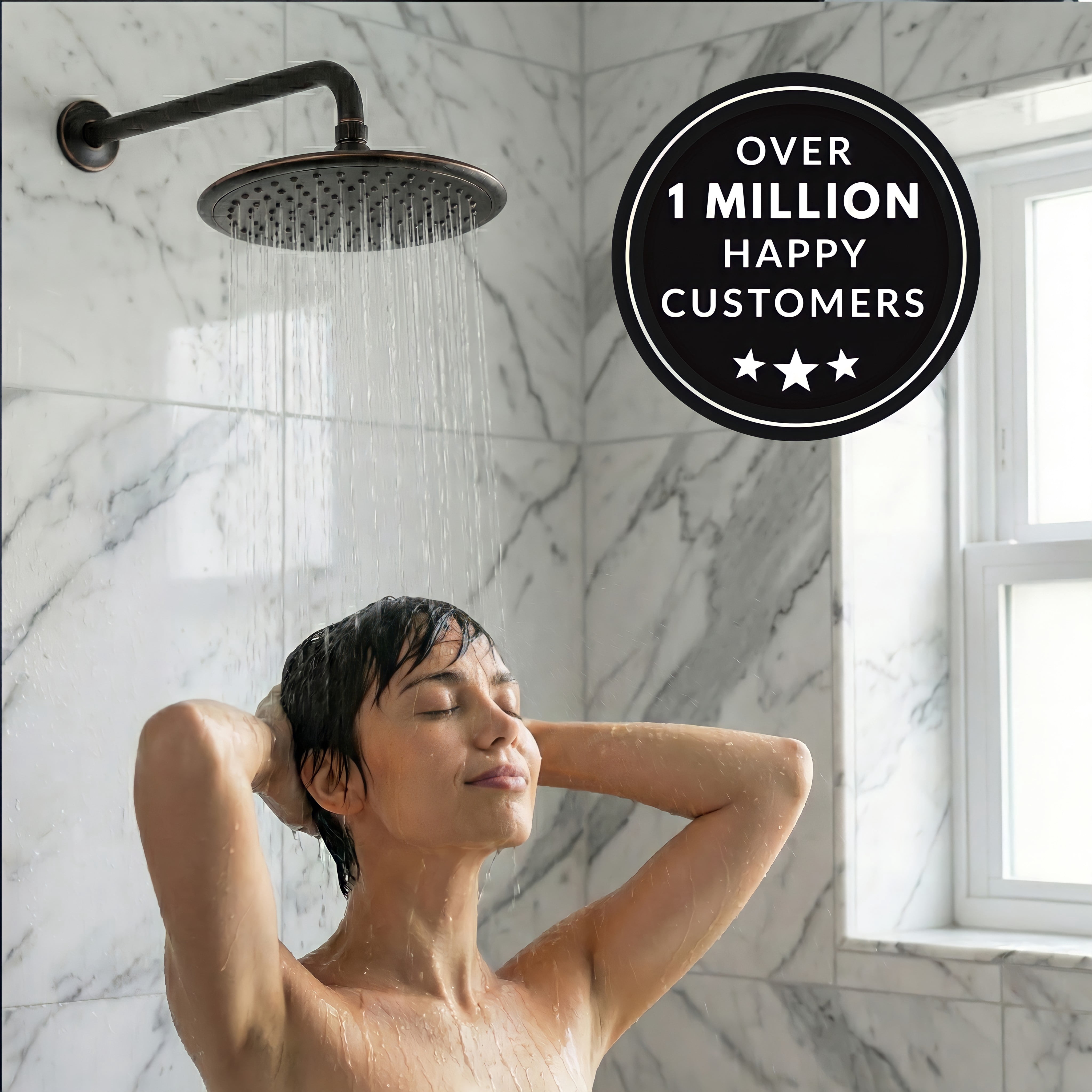 Aqua Elegante Waterfall Shower Head for High Flow Rain Showers - 2.5 GPM - Oil-Rubbed Bronze