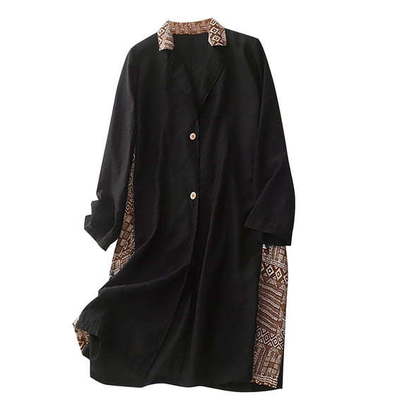 IROINNID Cardigan for Women Open Front Savings Long Sleeve Turndown Collar Round-Neck Button Casual Elastic Comfy Blouse Shirts,Black