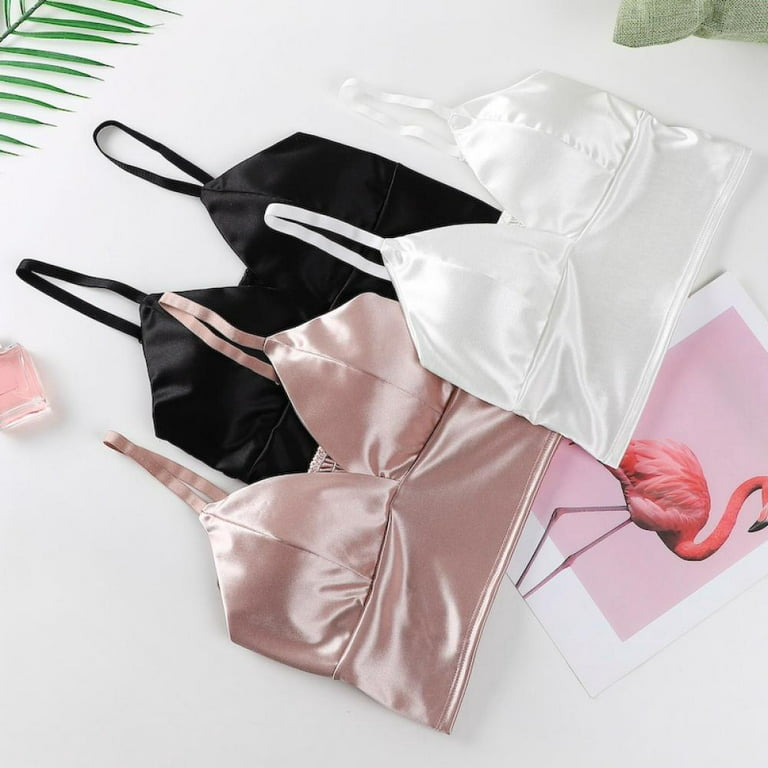 Glossy Wrapped Chest Bra Slings Women Slings Bra V-neck Triangle Cup  Underwear Wirefree Lightly Lined Triangle Bralette Vest 