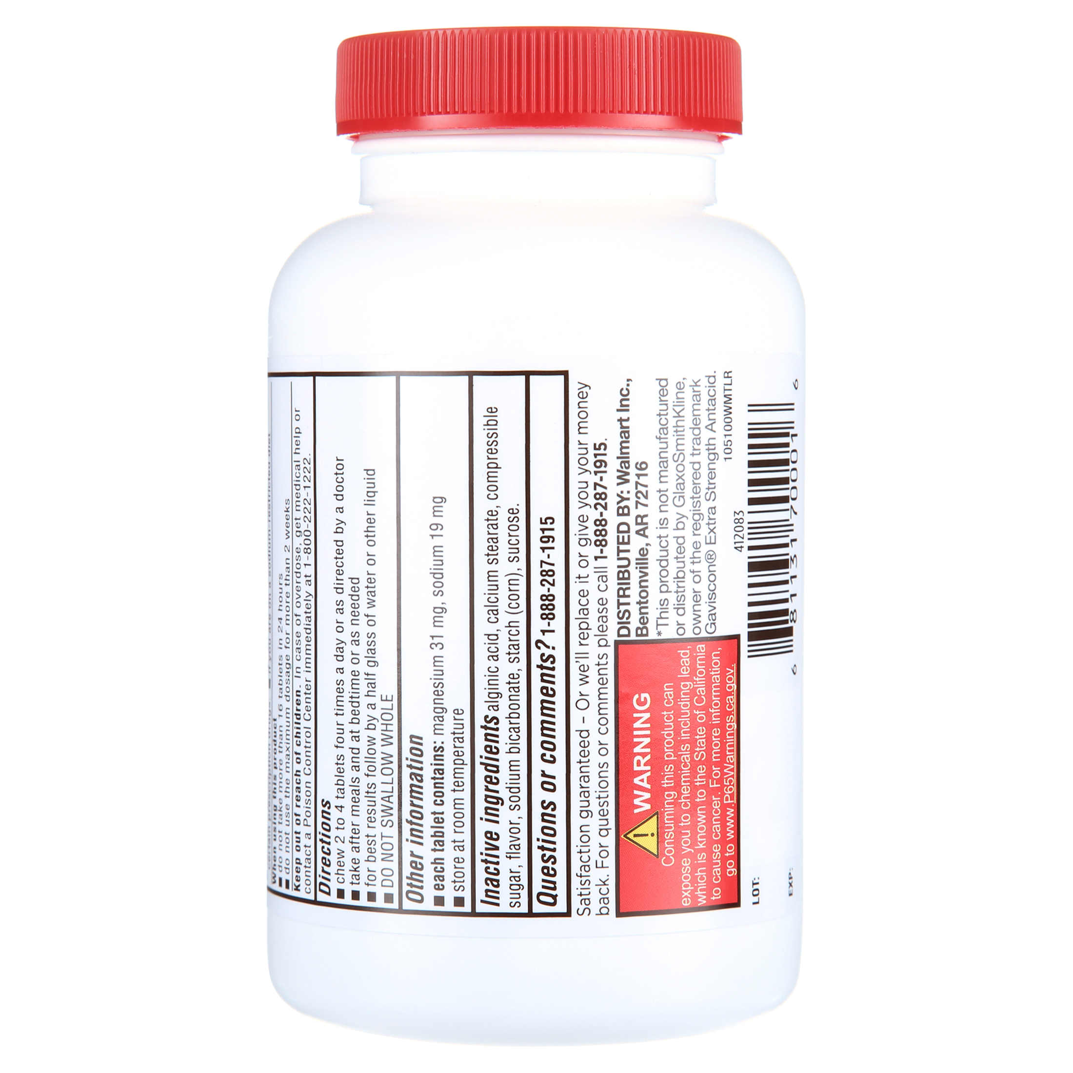 Tabletas masticables antiácidas extra fuertes Equate, sabor original, 160 mg, 100 unidades 5