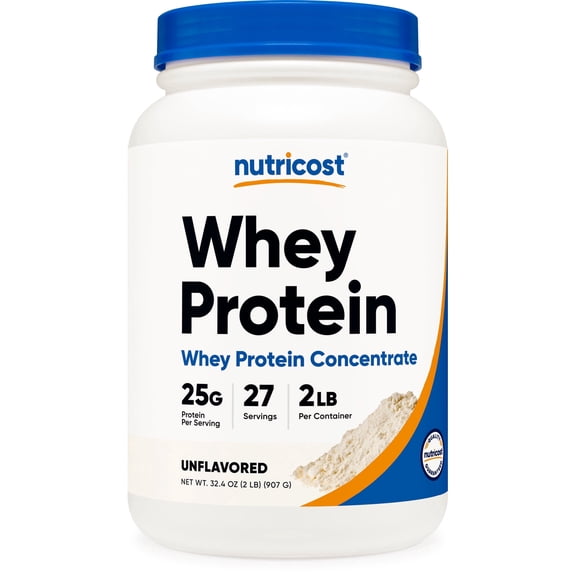Nutricost Whey Protein Concentrate Powder (Unflavored) 2LBS - Gluten Free & Non-GMO Supplement