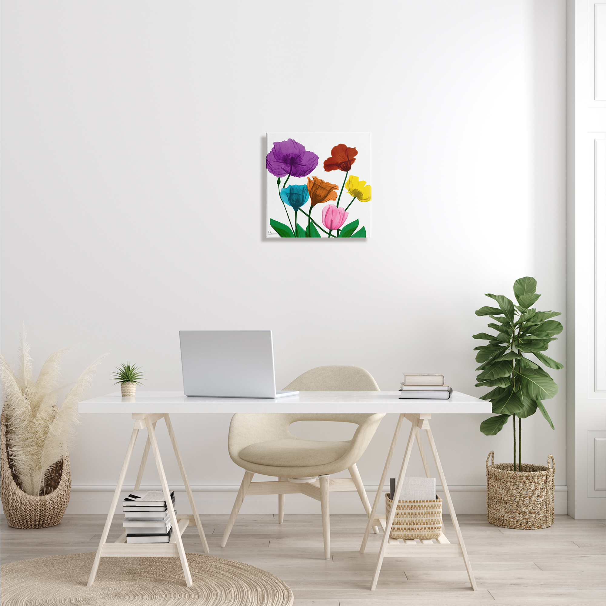 Bold Summer Blooming Florals Translucent Rainbow Flowers Botanical & Floral Gallery-Wrapped Canvas Print Wall Art, 17x17