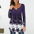 thumbnail image 1 of Pntutb Mujeres Moda Impreso Casual Cuello en V Manga larga Botón suelto Camiseta Blusa tops Pntutb Pntutb-4371, 1 of 5