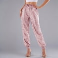 thumbnail image 2 of Sequins Pants for Women Red Glitter Pants Straight Wide-Leg Holiday Pants Women Disco Outfit, 2 of 6