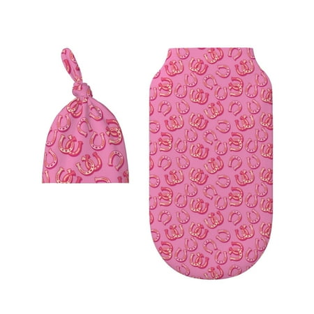 

Wukai Cute Cowgirl Newborn Swaddle Set 100% Cotton Matching Headband and Beanie Set