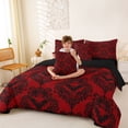 thumbnail image 4 of Homewish Spooky Halloween Bat Damask 7-Piece King Bedding,Antique Floral Print King Bed in a Bag,Red Black,Black Reversible, 4 of 8