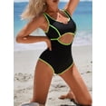 thumbnail image 4 of Sociala Women's Color Blocked One Piece Swimwear Tummy Control Monikini Swimsuit, 4 of 5