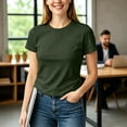thumbnail image 6 of VBVC Women's Custom Photo and Text Crew Neck T Shirt , Ladies' Personalized Short Sleeve Basic Top , Casual Summer Graphic Tee For Women, Army Green , S-5XL, 6 of 7