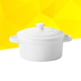 thumbnail image 2 of 200ml Ceramic Rice Bowl Double Handles Soup Bowls with Lid Baby Feeding Tableware for Jelly Pudding Egg Custard (White), 2 of 7